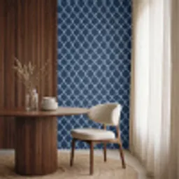 Visnet - Touw - Patroon - Marineblauw Behang Vinyl klein 1060 -sfeer1