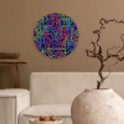 Retro - Abstract - Neon Wandcirkel kunststof plaat 5mm dik klein -sfeer1