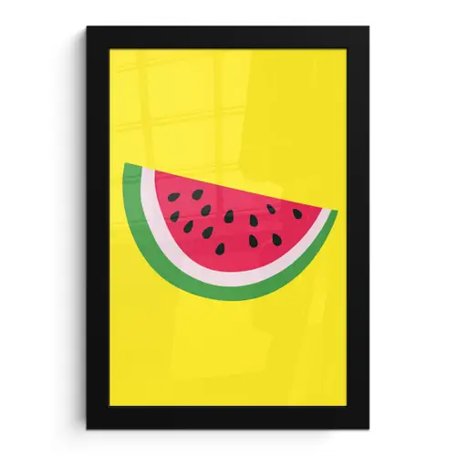 Fruit - Watermeloen - Geel fotolijst zwart zonder passe partout klein -3d