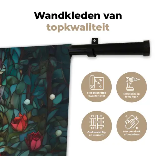 Vos - Mozaïek - Bos - Maan Wandkleed katoen klein -sfeer2