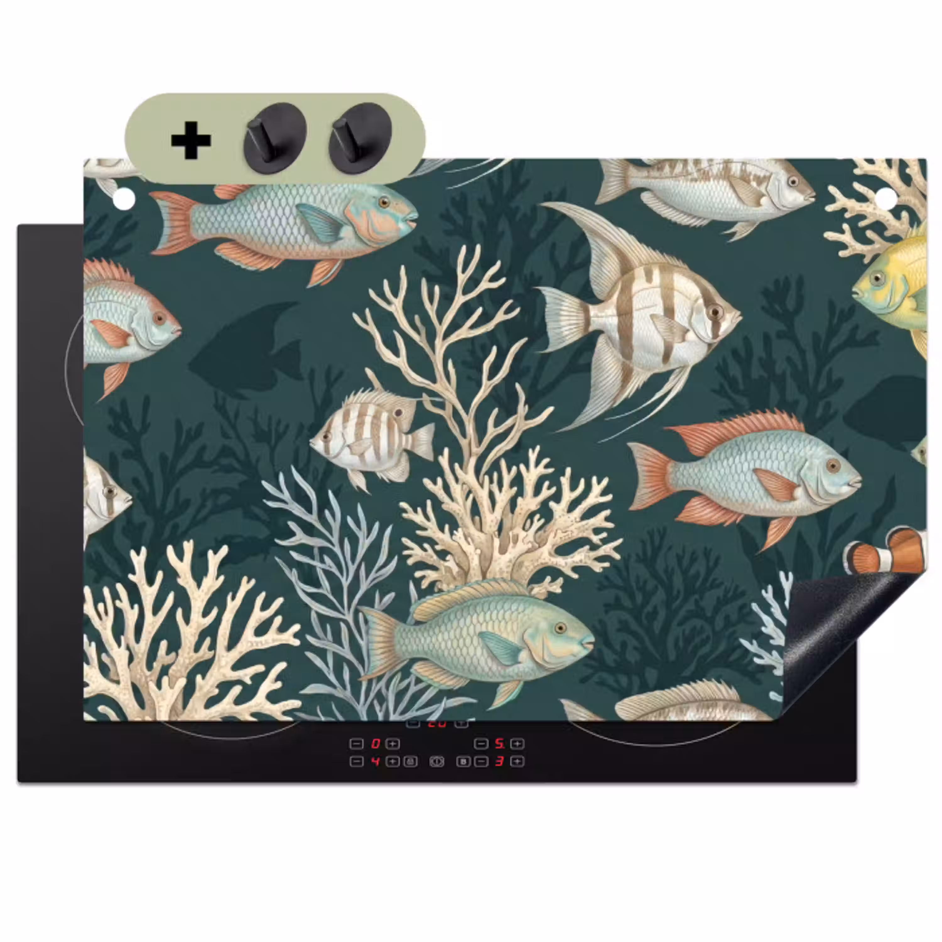 Vis - Koraal - Onderwater - Illustratie Inductie beschemer met haakjes klein -3d