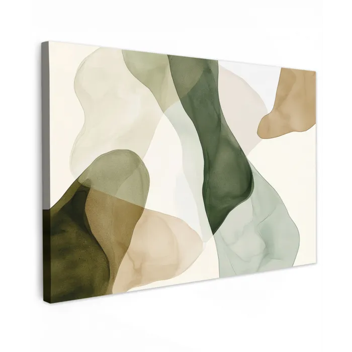 Japandi - Abstract - Groen Tuinposter op houten frame 2 cm dik klein -3d