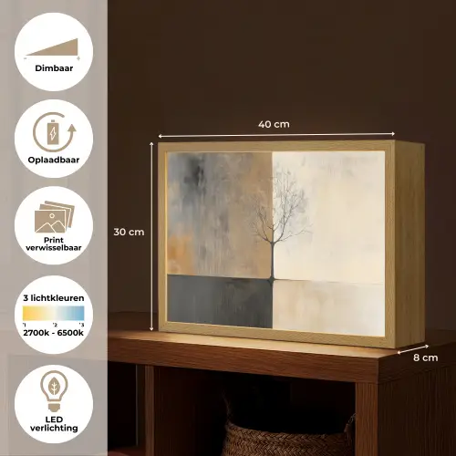 Boom - Vlakken - Takken - Kleurverloop Light Box met batterij (Wandlamp) middel -USP_websiteoverzichtNL