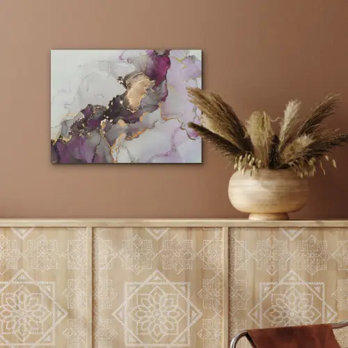 Marmer - Abstract - Goud - Paars PET vilt klein -sfeer4