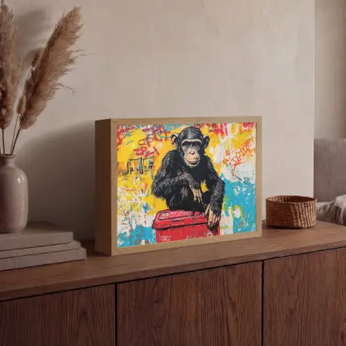 Graffiti - Aap - Street art - Dieren Light Box met batterij (Wandlamp) middel -sfeer2