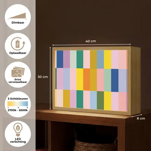 Stroken - Blauw - Patroon - Abstract Light Box met batterij (Wandlamp) middel -USP_websiteoverzichtNL