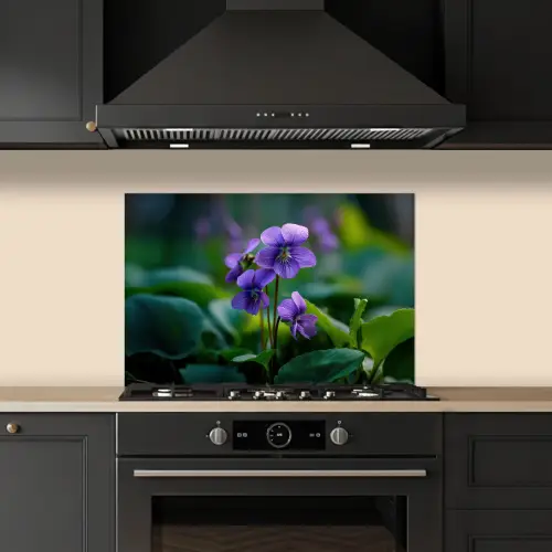 Viooltjes - Paars - Bloem - Bladeren keuken achterwand spatscherm klein -sfeer1