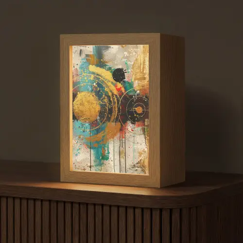 Kunst - Abstract - Aesthetic - Goud Light Box met kabel (Tafellamp) klein -z3d_website