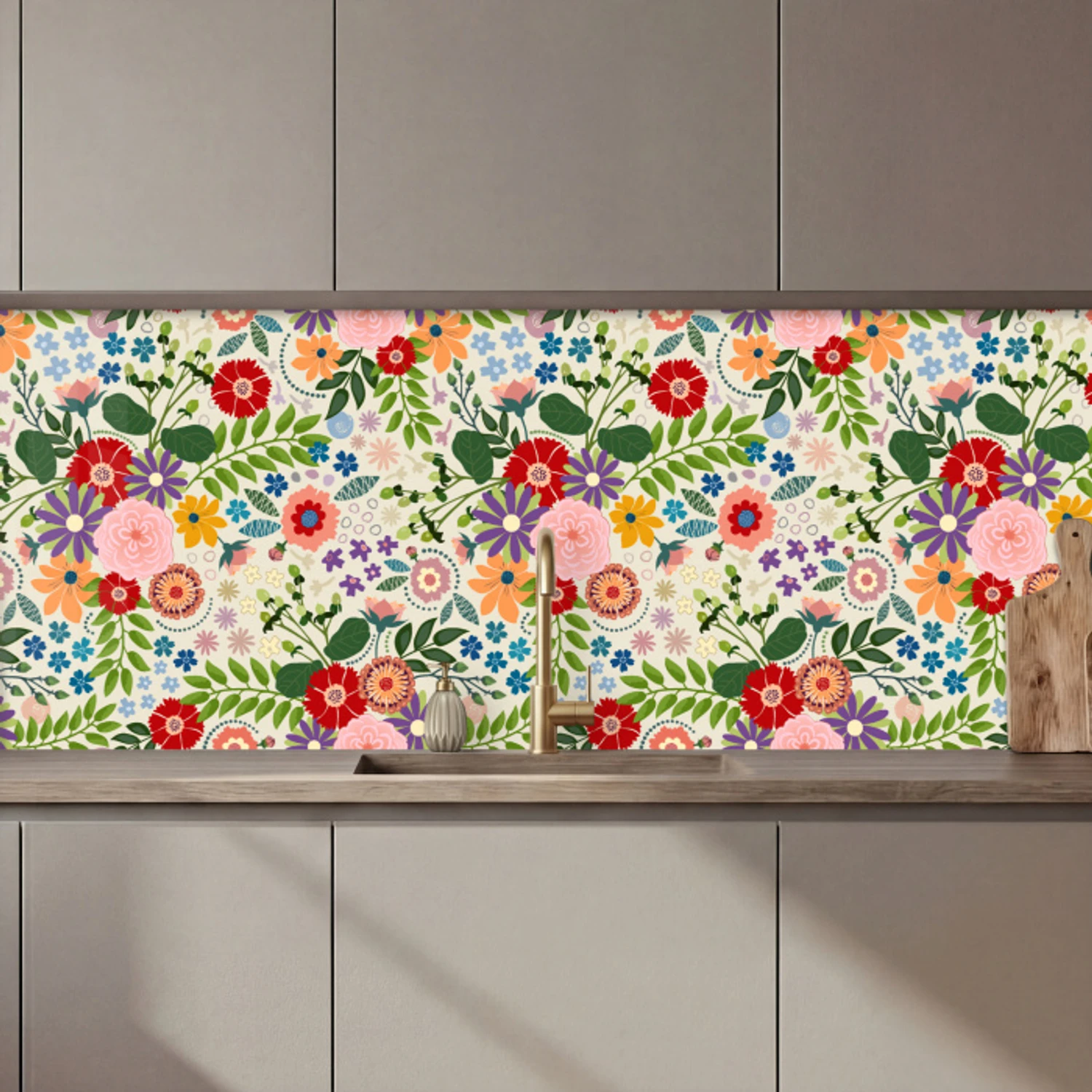 Bladeren - Bloemen - Design keuken achterwand 2 middel 871 zz_3dshopping