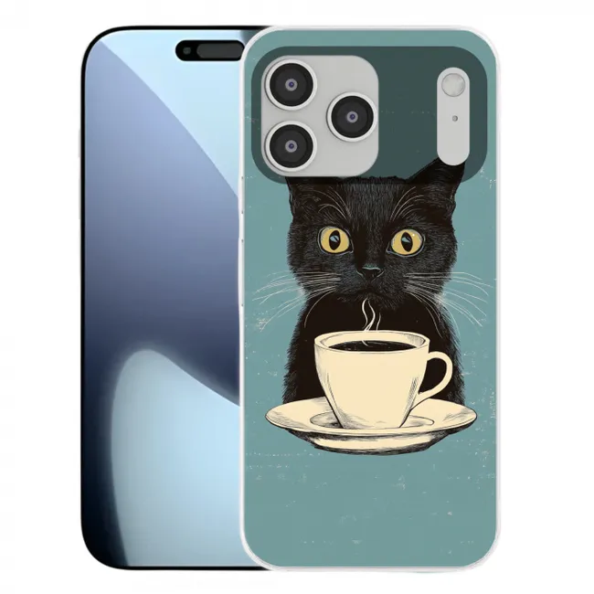 Handyhülle - Katze - Schwarz - Kaffee - Minimalistisch