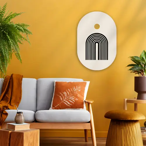 Minimalistisch - Zwarte boog - Gouden cirkel Wandcirkel Ovaal Forex klein -sfeer4