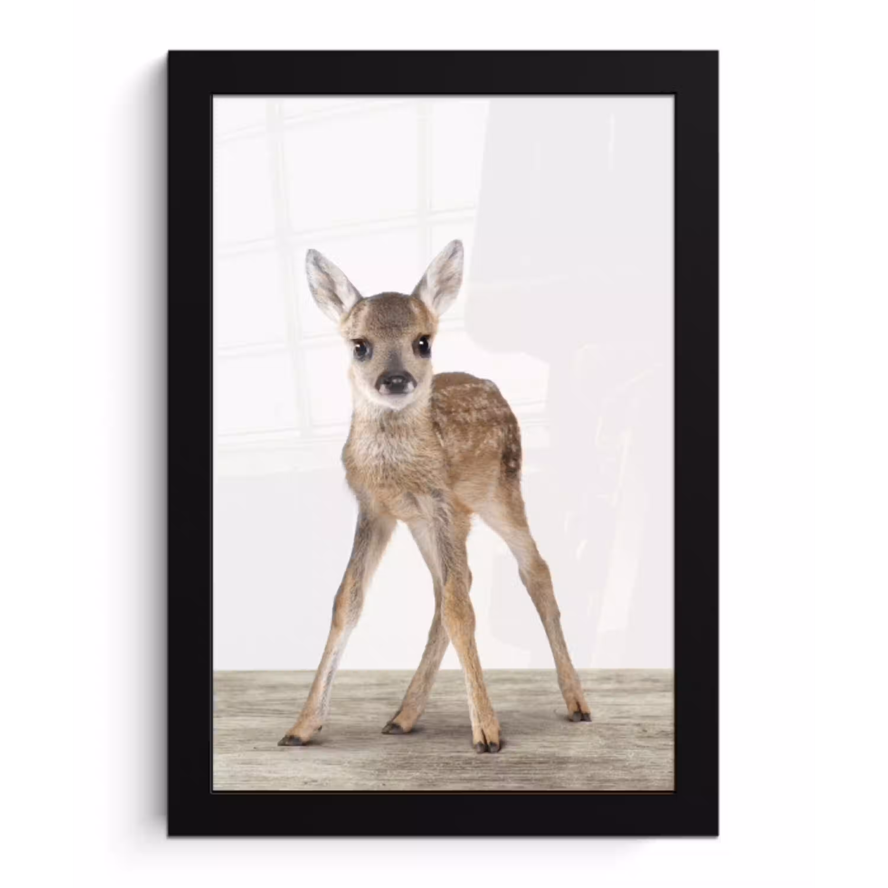 Hert - Baby hert - Dieren - Meisjes - Jongens - Kinderen fotolijst zwart zonder passe partout klein -3d