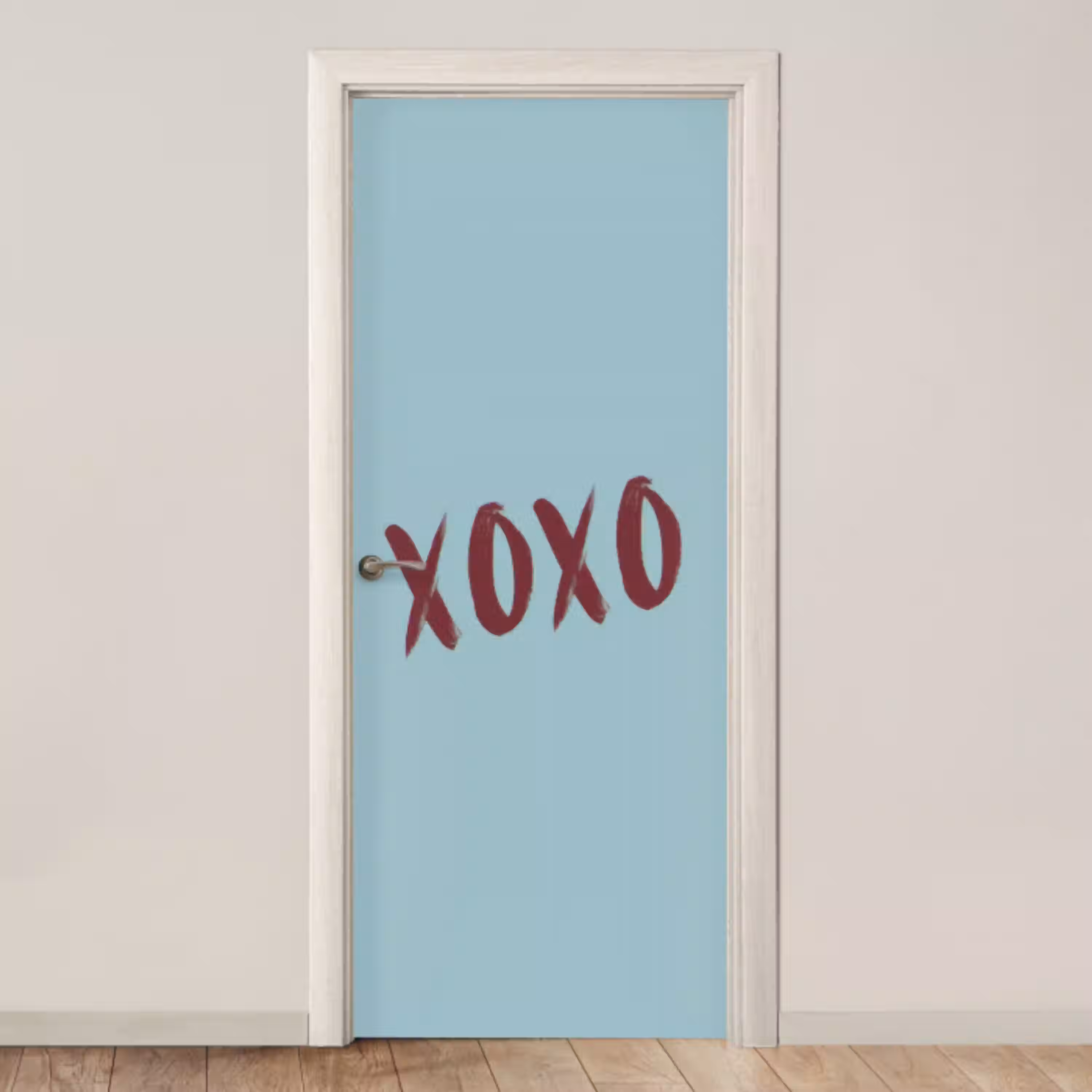 XOXO - Blauw - Rood deurposter klein -3d_beige