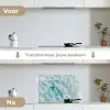 Zeesterren - Golvend water - Rustgevend keuken achterwand spatscherm klein -voor_na_NL