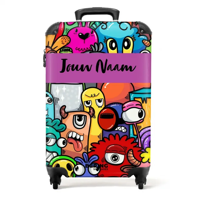Monster met 1 Oog NBS - Handbagage koffer - Kinderen Unisex middel -productfoto_recht