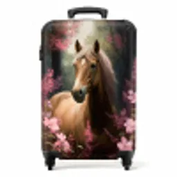 Koffer - Paard - Bloemen - Roze - Natuur - Bos Koffer - NBS - Handbagage middel -productfoto_recht