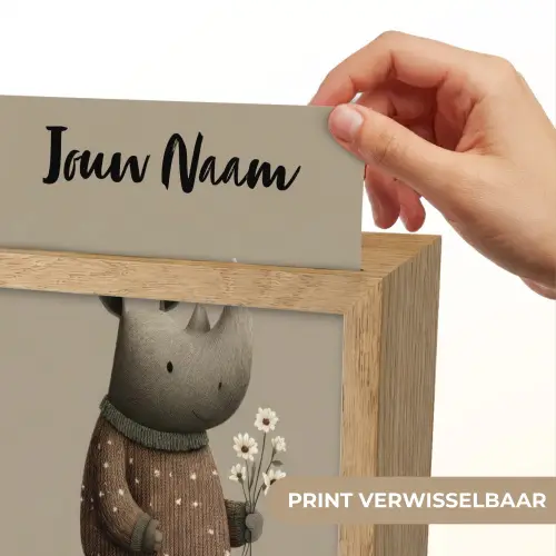 Neushoorn - Witte bloemen - Lief Light Box met kabel (Kinderlampje) klein -USP_websiteprintNL
