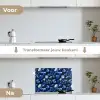 Luxe - Blauwe - Marmer - Stenen keuken achterwand spatscherm klein 900 -voor_na_NL