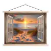 Doorkijk - Strand - Duinen - Zonsondergang textielposter latten blank klein -3d