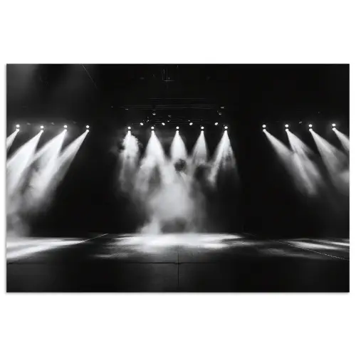 Theaterzaal - Mist - Spotlights - Zwart poster papier klein -3d