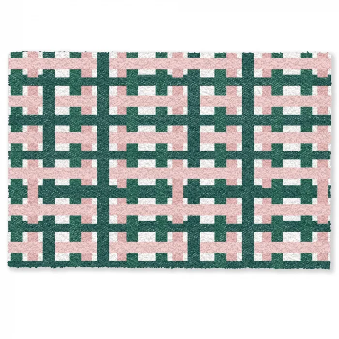 Vlechtpatroon - Groen - Roze - Grafisch Deurmat klein 898 -zkaufland3d