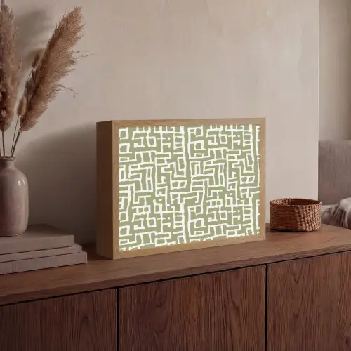 Grafisch - Patroon - Groen Light Box met batterij (Wandlamp) middel 907 -sfeer2