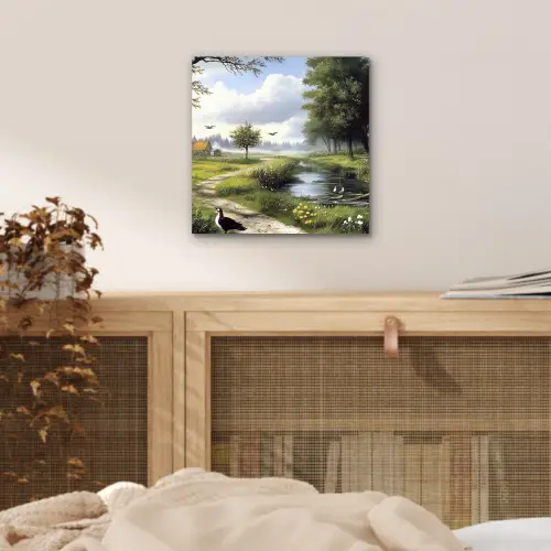 Zandpad - Groen landschap - Water aluminium wit klein -sfeer3
