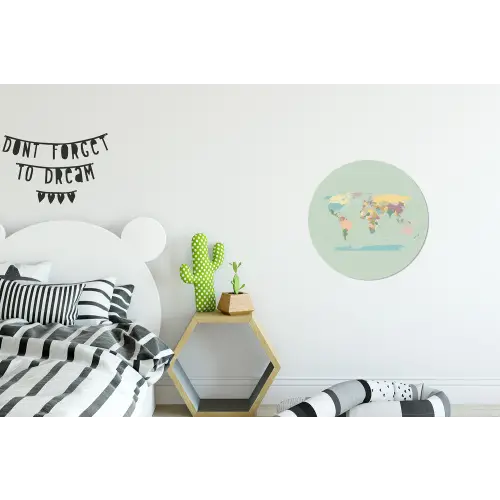 Wereldkaart - Realistisch - Kaart Wandcirkel aluminium klein -kinderkamer