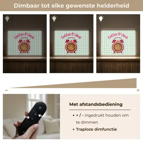 Koffie - Klok - Groen Light Box met batterij (Wandlamp) middel -USP_dimbaarNL