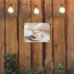 Cappuccino - Schuim - Schotel - Beige tuinposter los doek klein -sfeer1