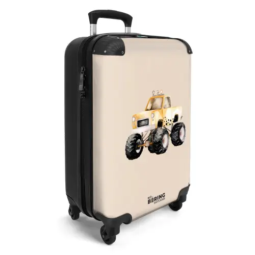 Gele monstertruck op een beige achtergrond NBS - Handbagage koffer - Volwassenen Unisex middel -productfoto_3d