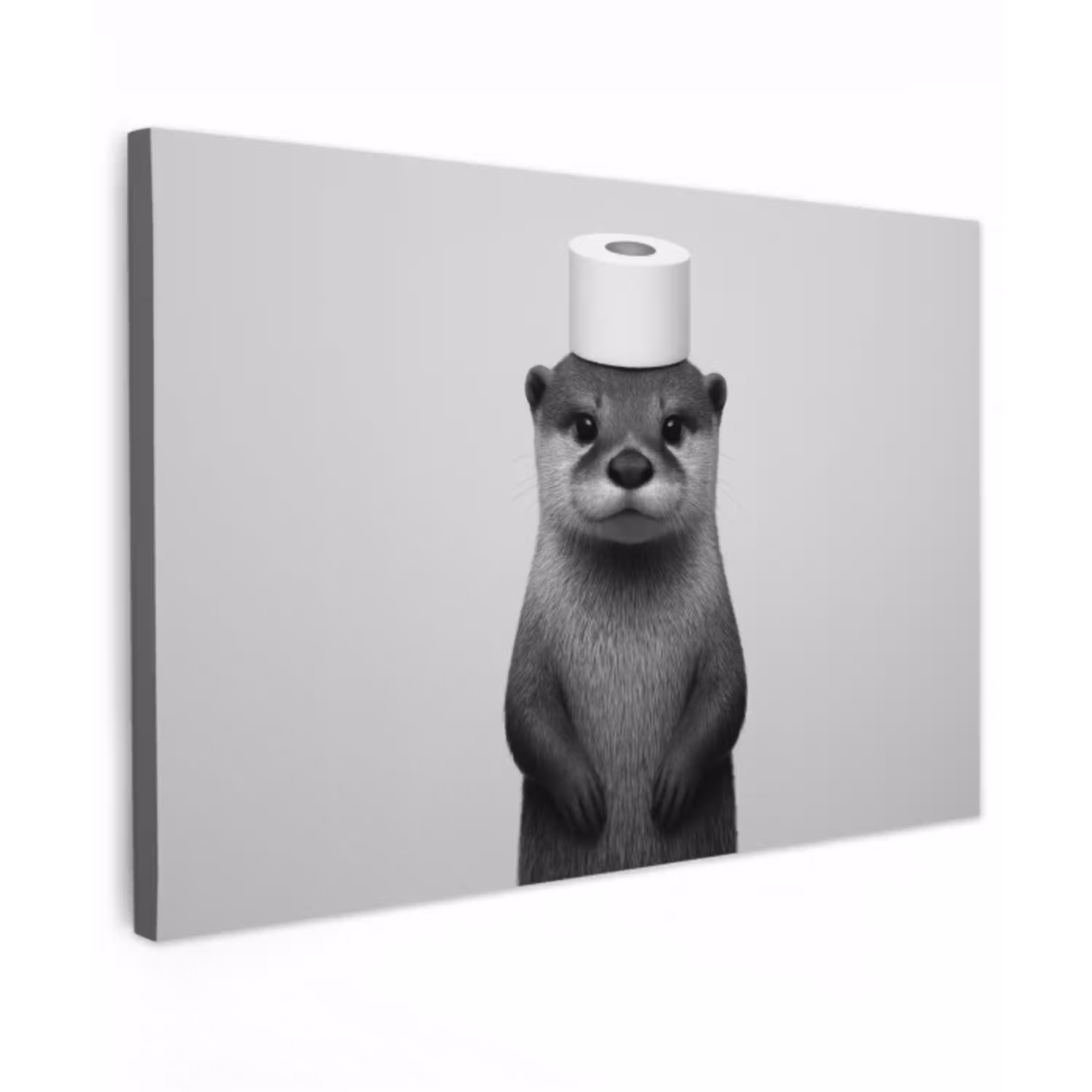 Otter - WC rol - Zwart - Wit canvas 2cm klein -z3d