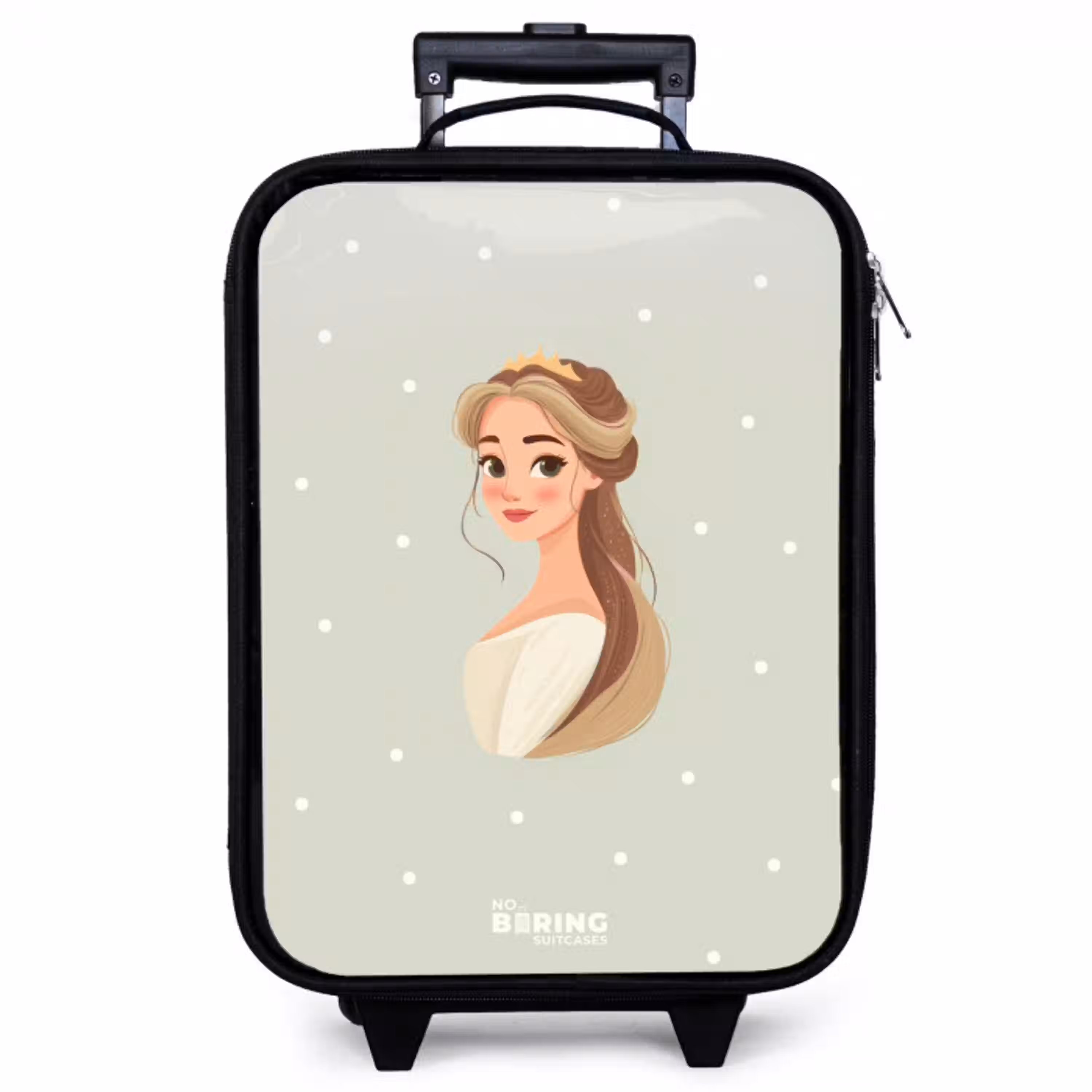 Prinses met tiara op groene stippenachtergrond Kinderkoffer - Zwart klein -zzz_website3d