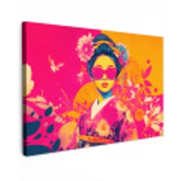 Vrouw - Zonnebril - Abstract - Oranje Tuinposter op houten frame 2 cm dik klein -3d