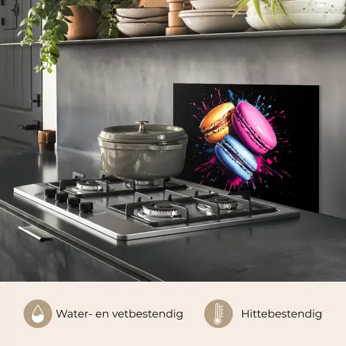 Macarons - Dessert - Graffiti - Kleurrijk - Roze - Blauw - Geel keuken achterwand spatscherm klein -usp_NL