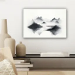Bergen - Mistig - Water - Wit canvas 2cm klein -sfeer6