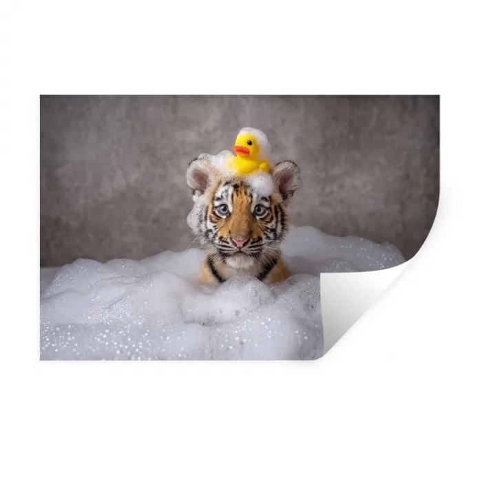 Welpje - Bad - Geel Muursticker klein -3d