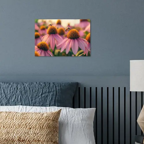 Bloemen - Paars - Bijen poster papier klein -sfeer2