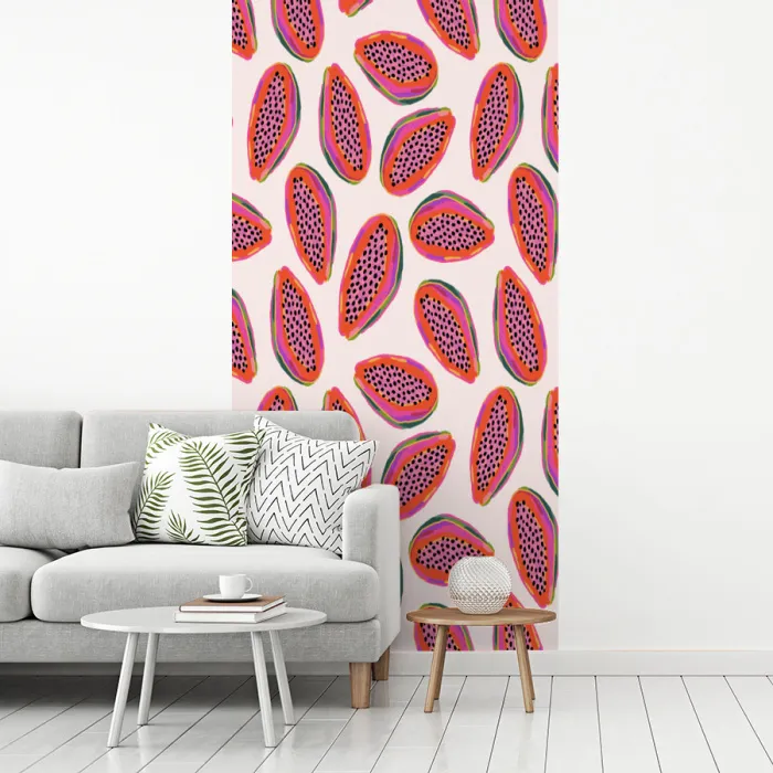 Papaja - Patroon - Roze fotobehang vinyl groot 64 -woonkamer