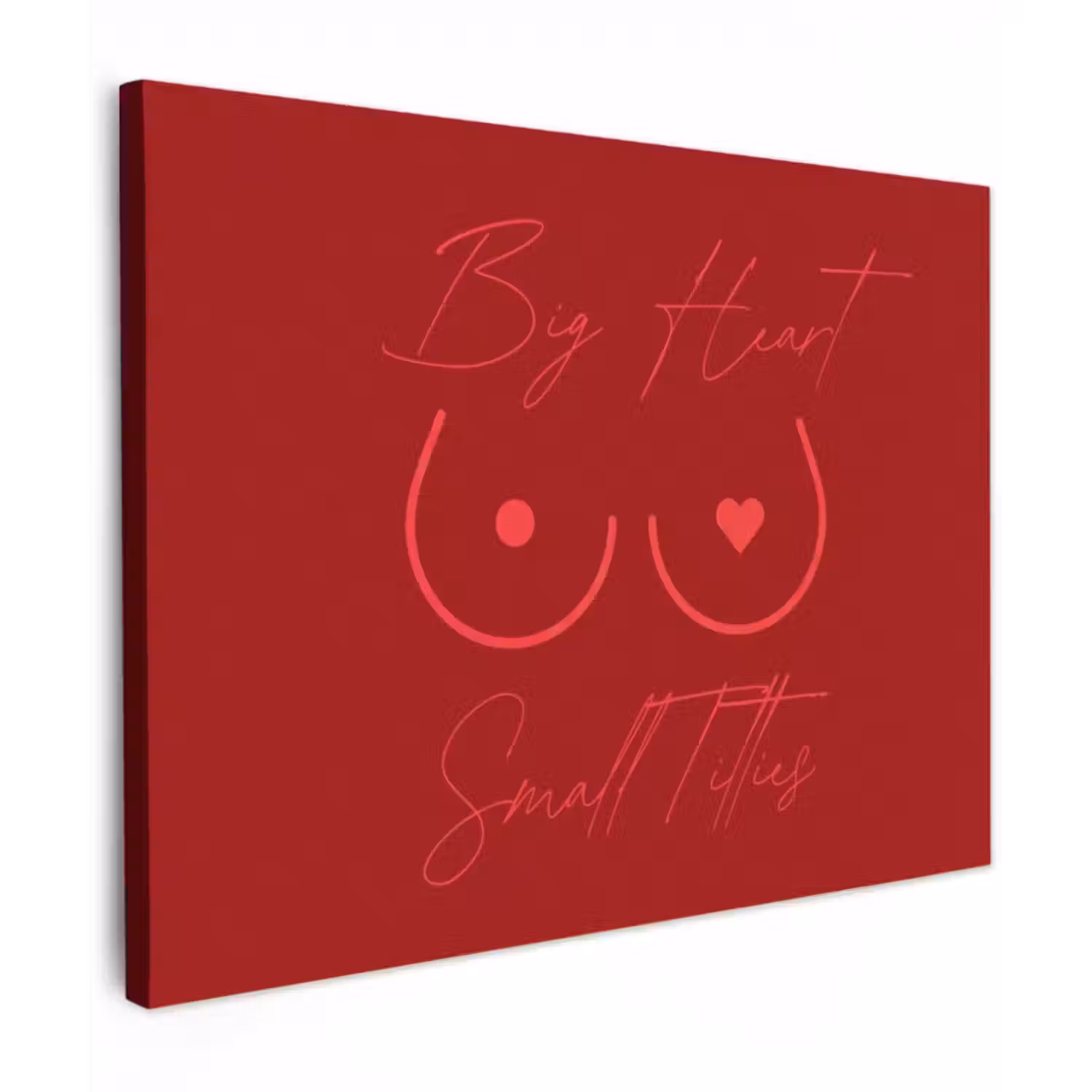 Canvas schilderij - big heart small titties - Hart - Rood