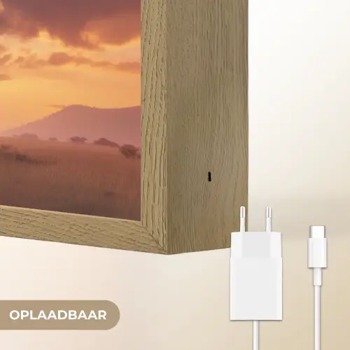 Olifanten - Grasland - Zonsondergang Light Box met batterij (Wandlamp) middel -USP_websiteoplaadbaarNL