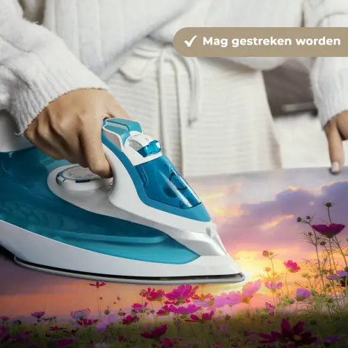 Bloemen - Roze - Zonsondergang - Natuur - Weide - Horizon Wandkleed katoen klein -sfeer9