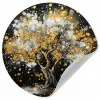 Boom - Zwart - Goud - Wit - Modern Wandcirkel behangsticker klein -3d