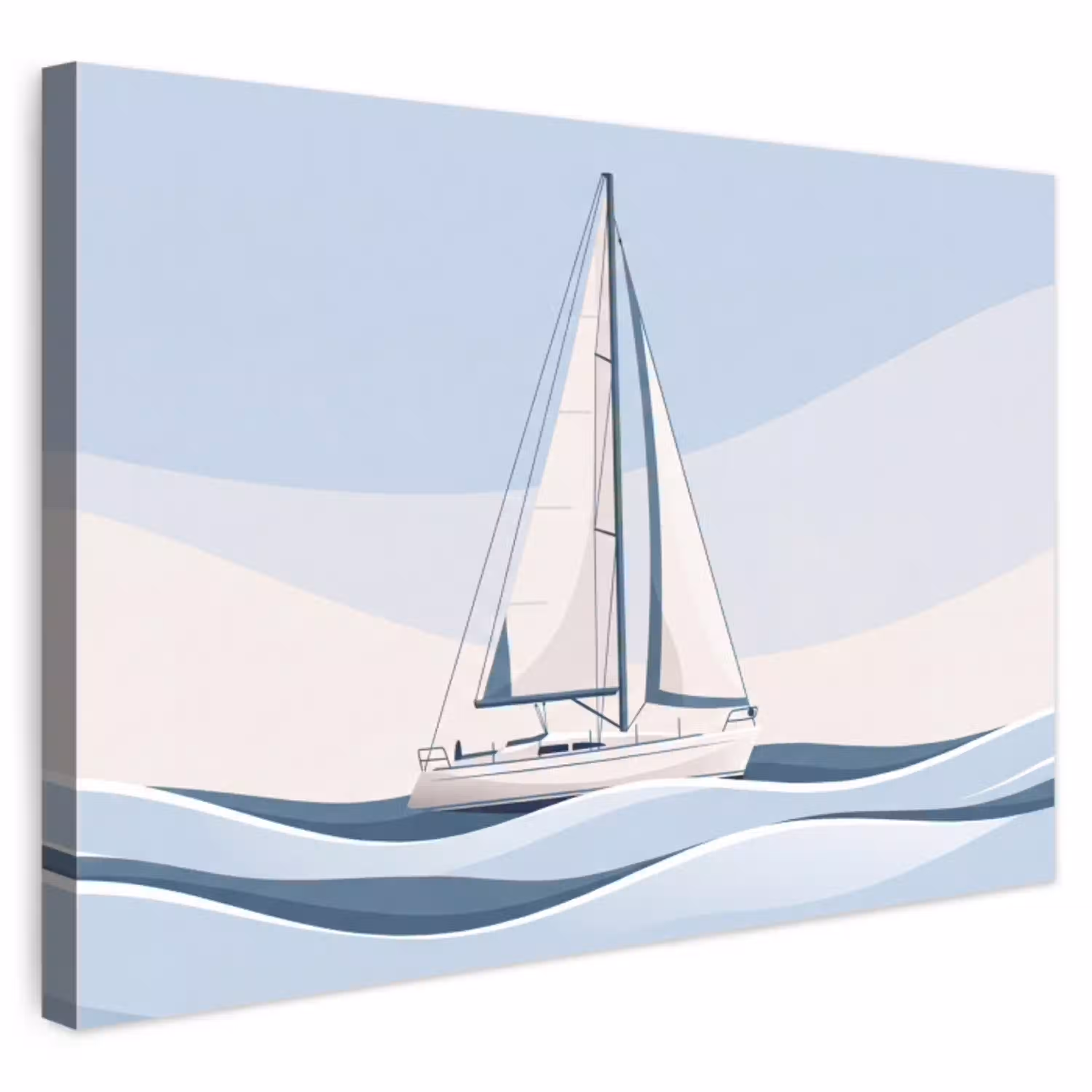 Boot - Zeil - Zee - Modern - Beige Tuinposter op houten frame 2 cm dik klein -3d
