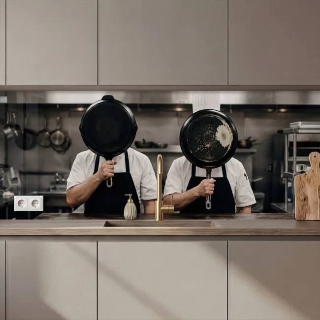 Keuken achterwand - Koks - Koekenpannen - Keuken