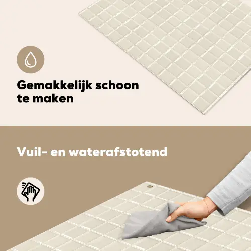 Vierkant - Tegels - Glans - Beige Inductie beschemer met haakjes klein 777 -ky-schoon-nl