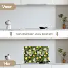 Hangende - Citroenen - Witte - Bloemetjes keuken achterwand spatscherm klein 900 -voor_na_NL