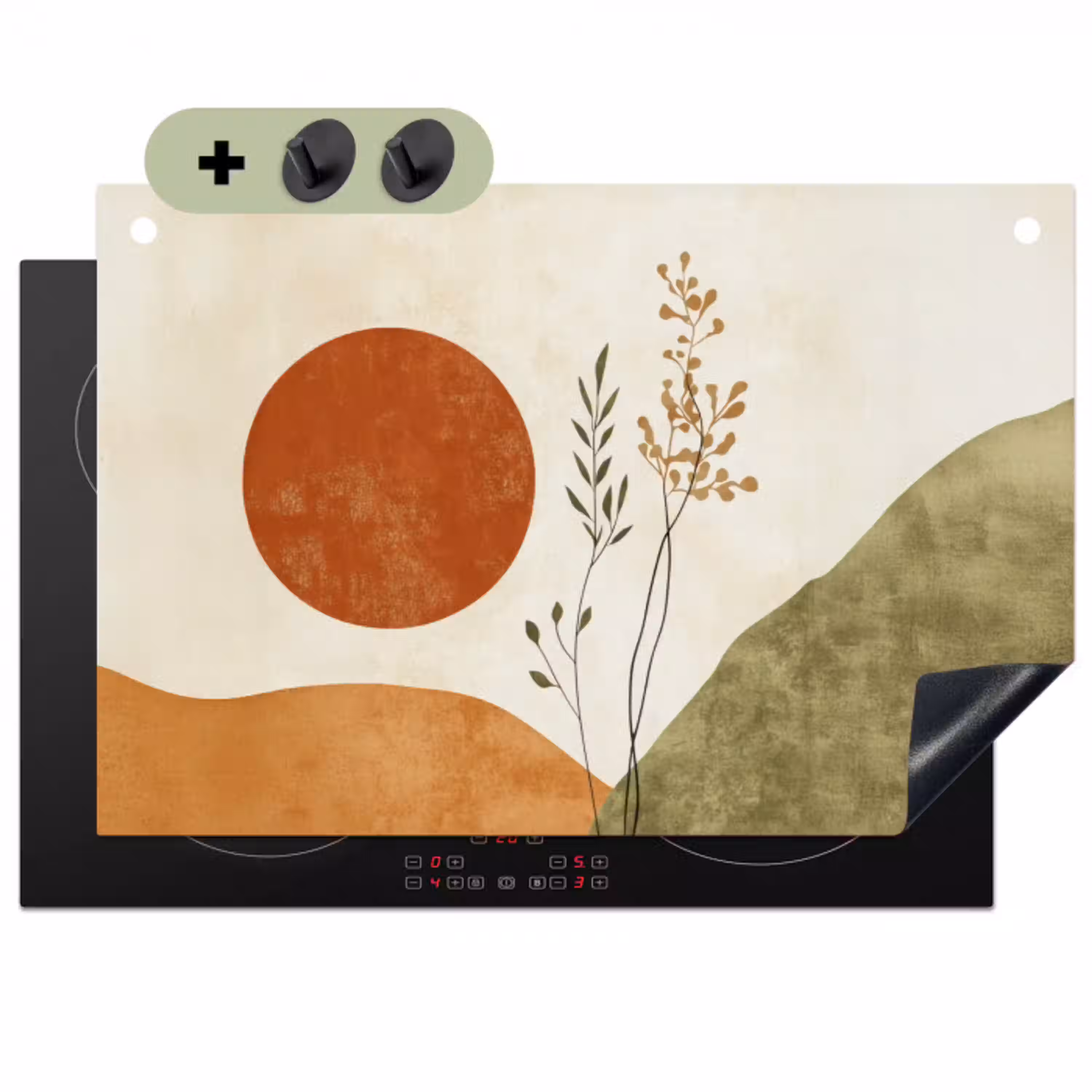 Zon - Abstract - Takken - Oranje Inductie beschemer met haakjes klein -3d