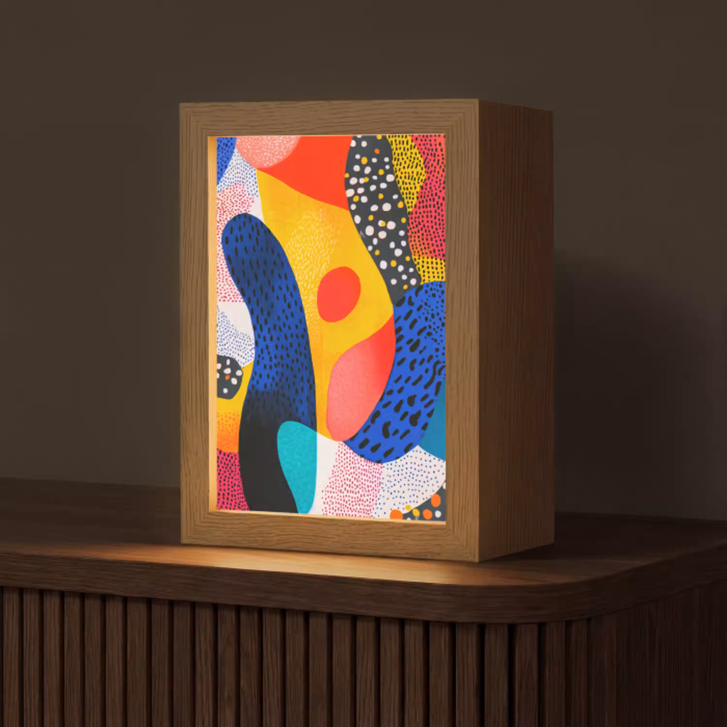 Vormen - Abstract - Stippels - Blauw Light Box met kabel (Tafellamp) klein -z3d_website