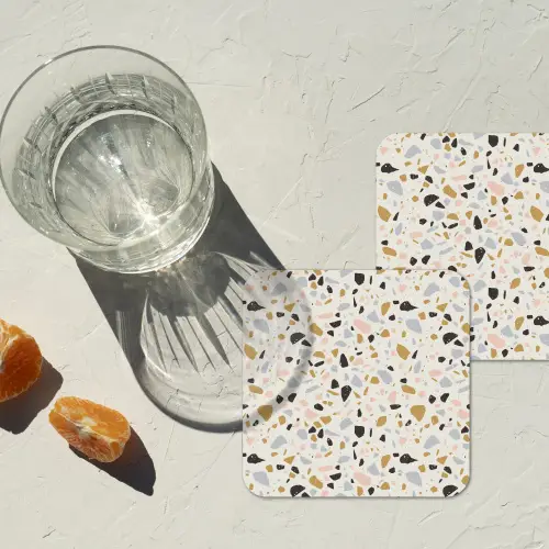 Terrazzo -  Patroon - Neutraal - Zacht - Multi onderzetter kurk middel 366 -sfeer4